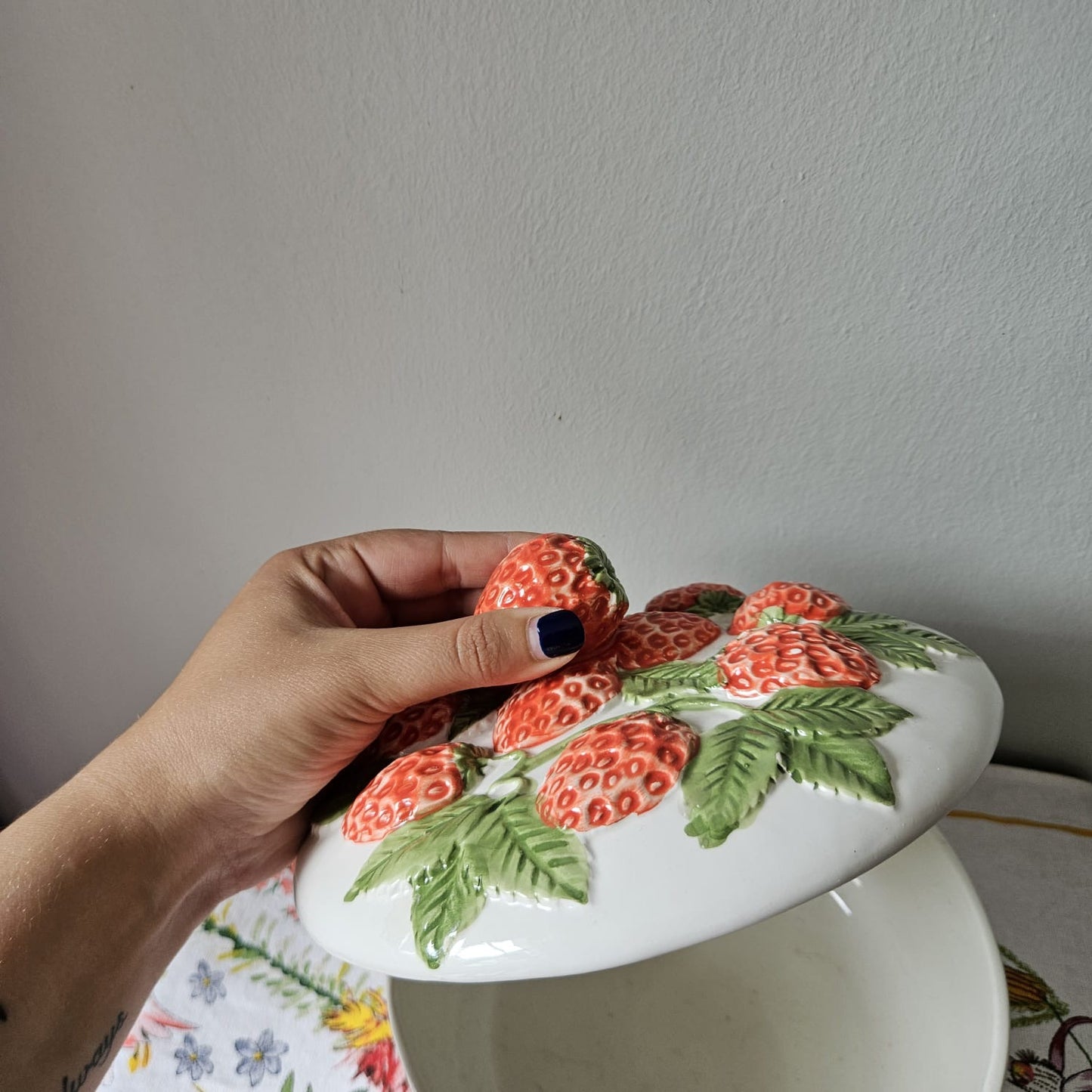 Majolica-inspired Large Lidded Bowl