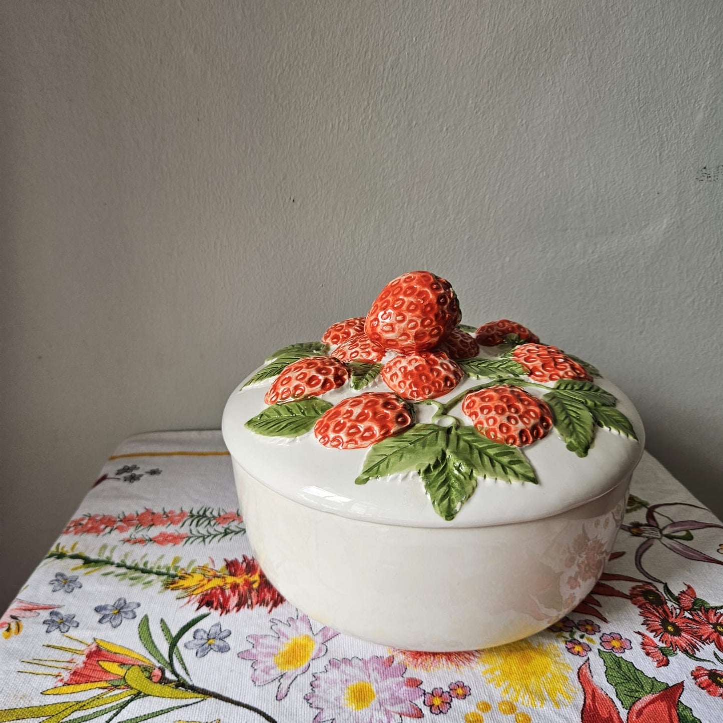 Majolica-inspired Large Lidded Bowl